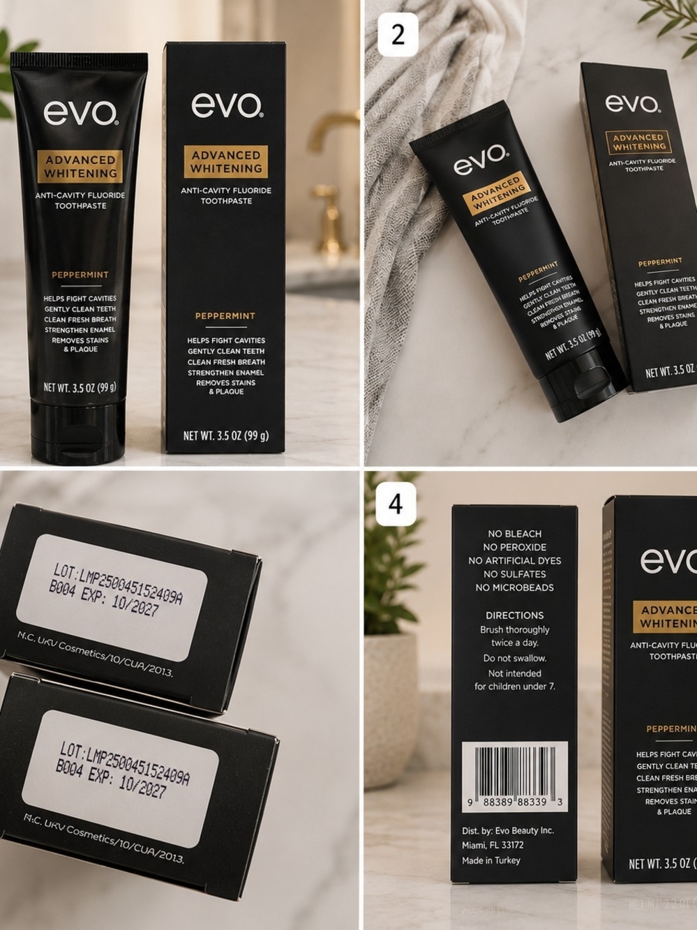 EVO Advanced Whitening Toothpaste – Peppermint | 3.5 oz | NEW | Bundle of 2